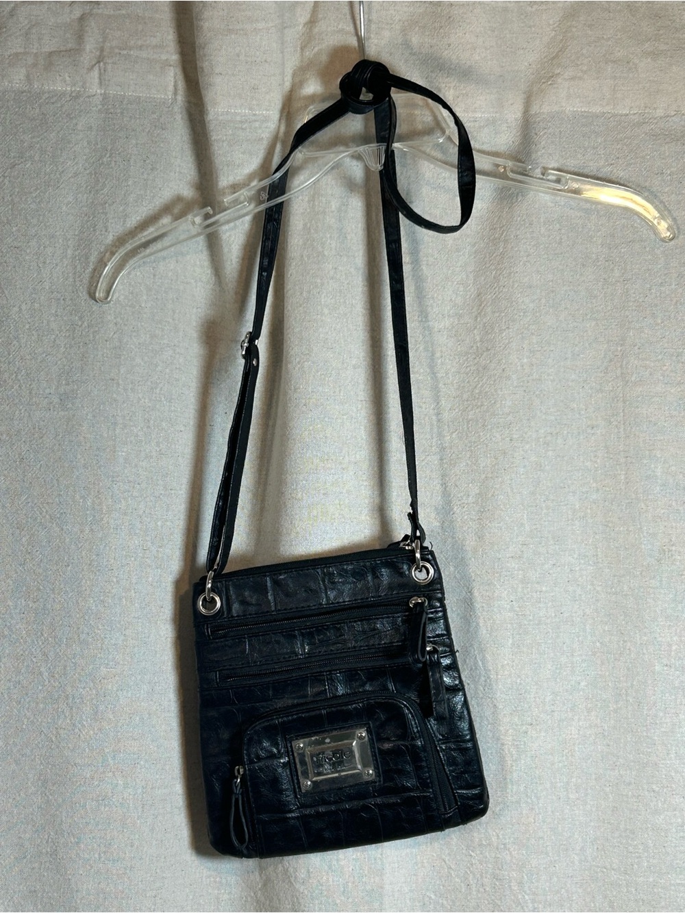 Nicole by Nicole Miller Black Crossbody Bag with Silver Hardware